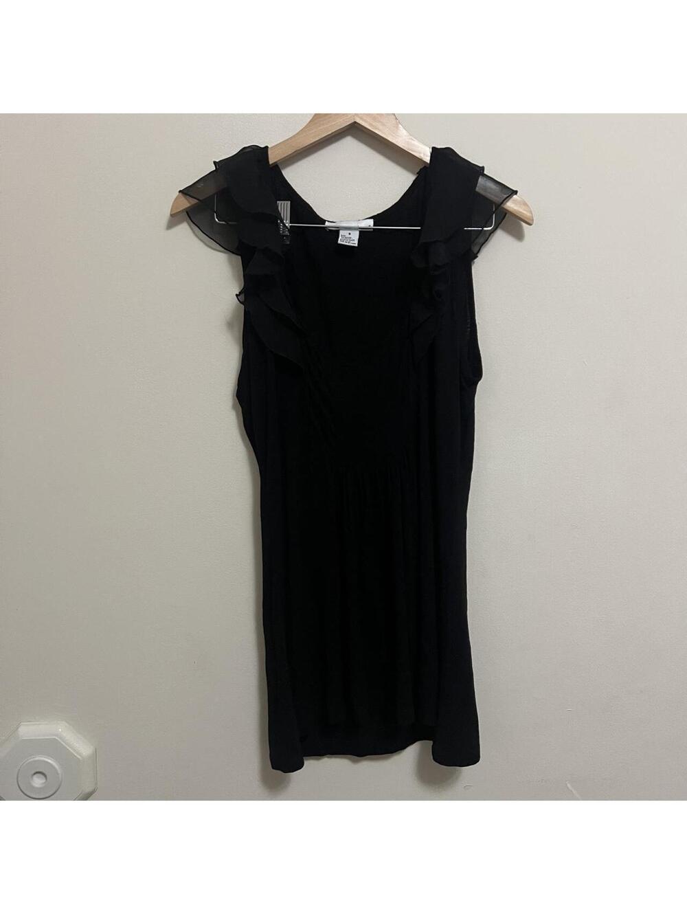 Black Y2K Ruffle Blouse with Sheer Mesh Flutter Sleeves, Romantic Goth Coquette